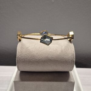 Elegant Gold Over Sterling Silver and Blue Gemstone Bracelet